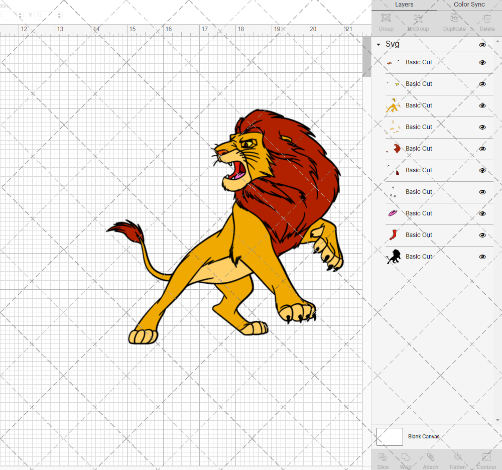 Simba - The Lion King 002, Svg, Dxf, Eps, Png - SvgShopArt