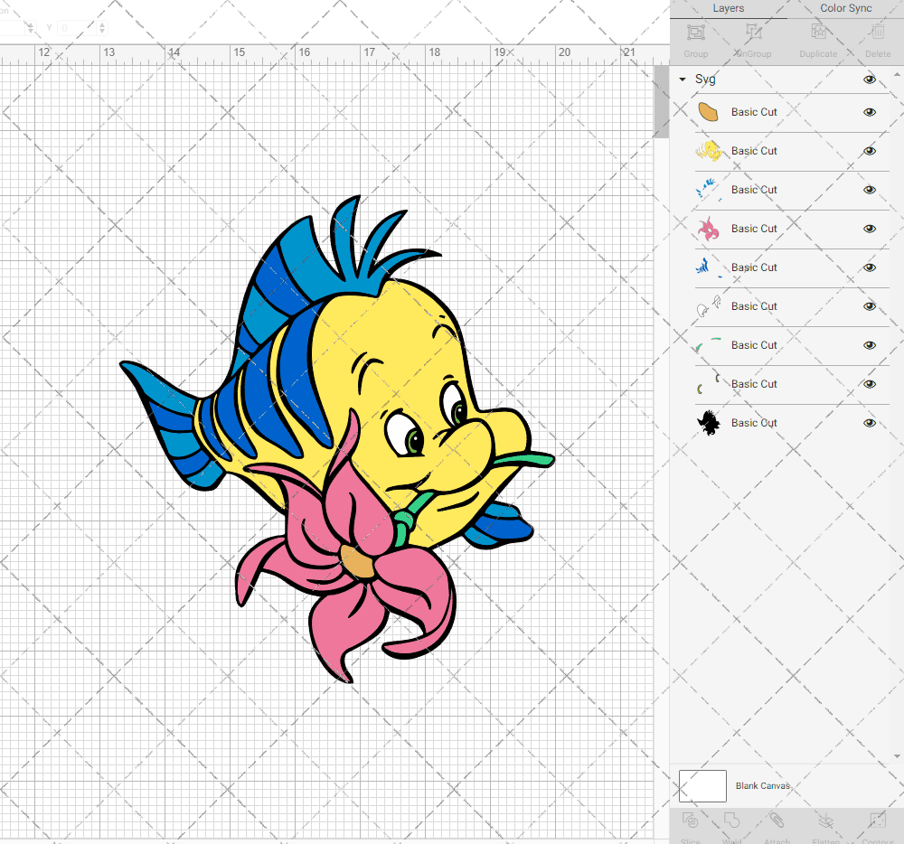 Flounder - The Little Mermaid 003, Svg, Dxf, Eps, Png SvgShopArt
