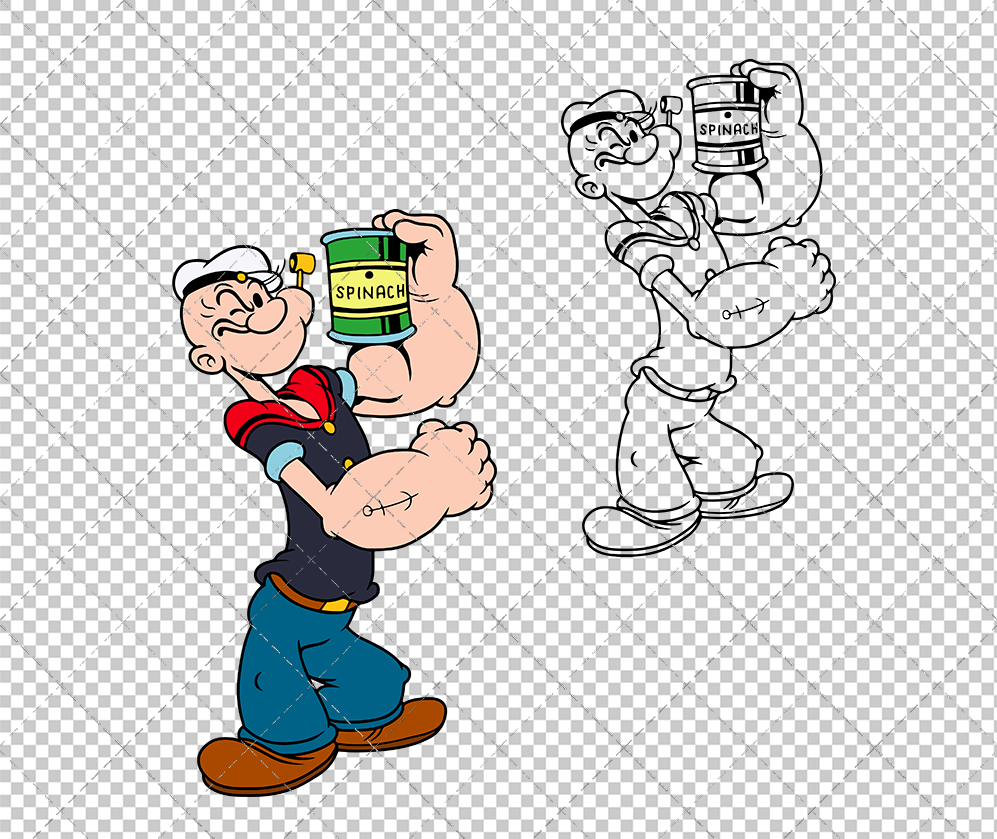 Popeye the Sailor Man 003, Svg, Dxf, Eps, Png - SvgShopArt