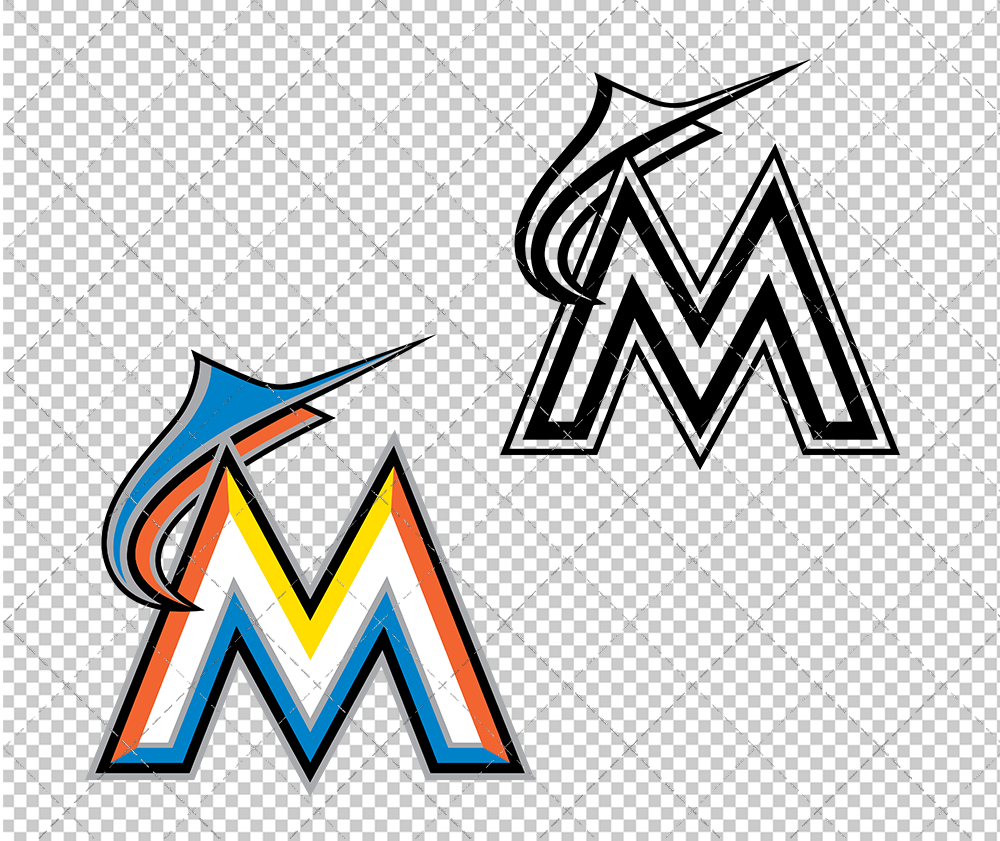 Miami Marlins Cap 2012 002, Svg, Dxf, Eps, Png - SvgShopArt