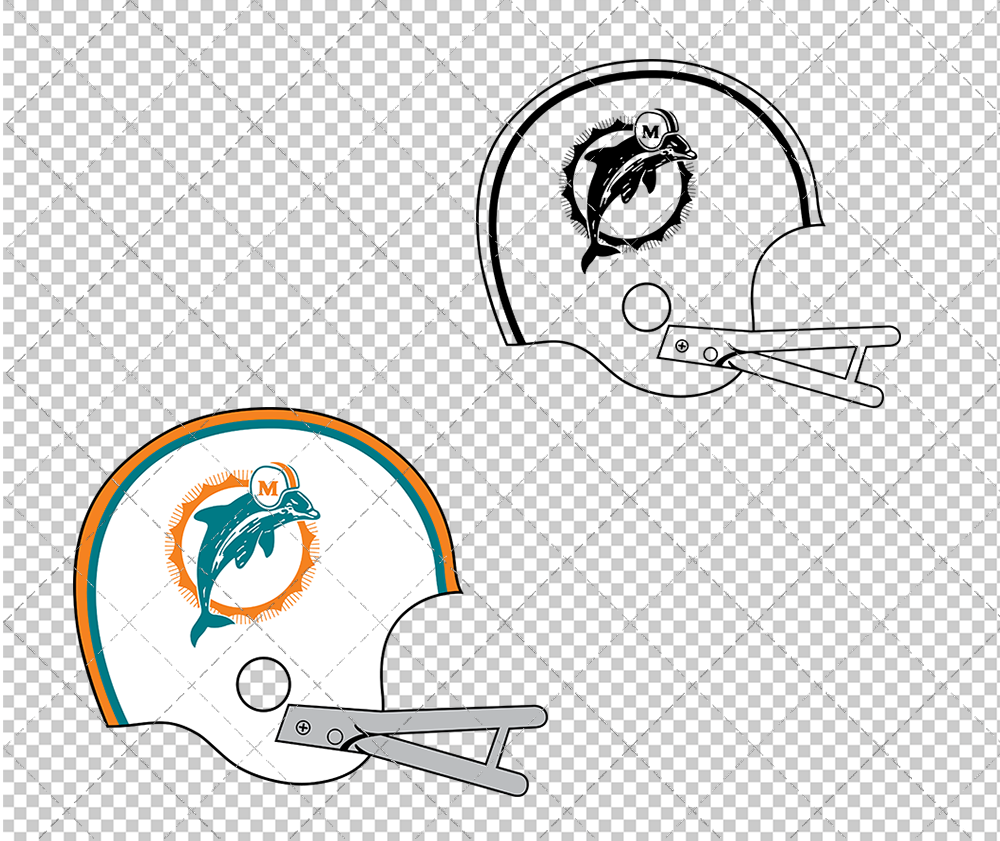 Miami Dolphins Helmet 1974, Svg, Dxf, Eps, Png - SvgShopArt
