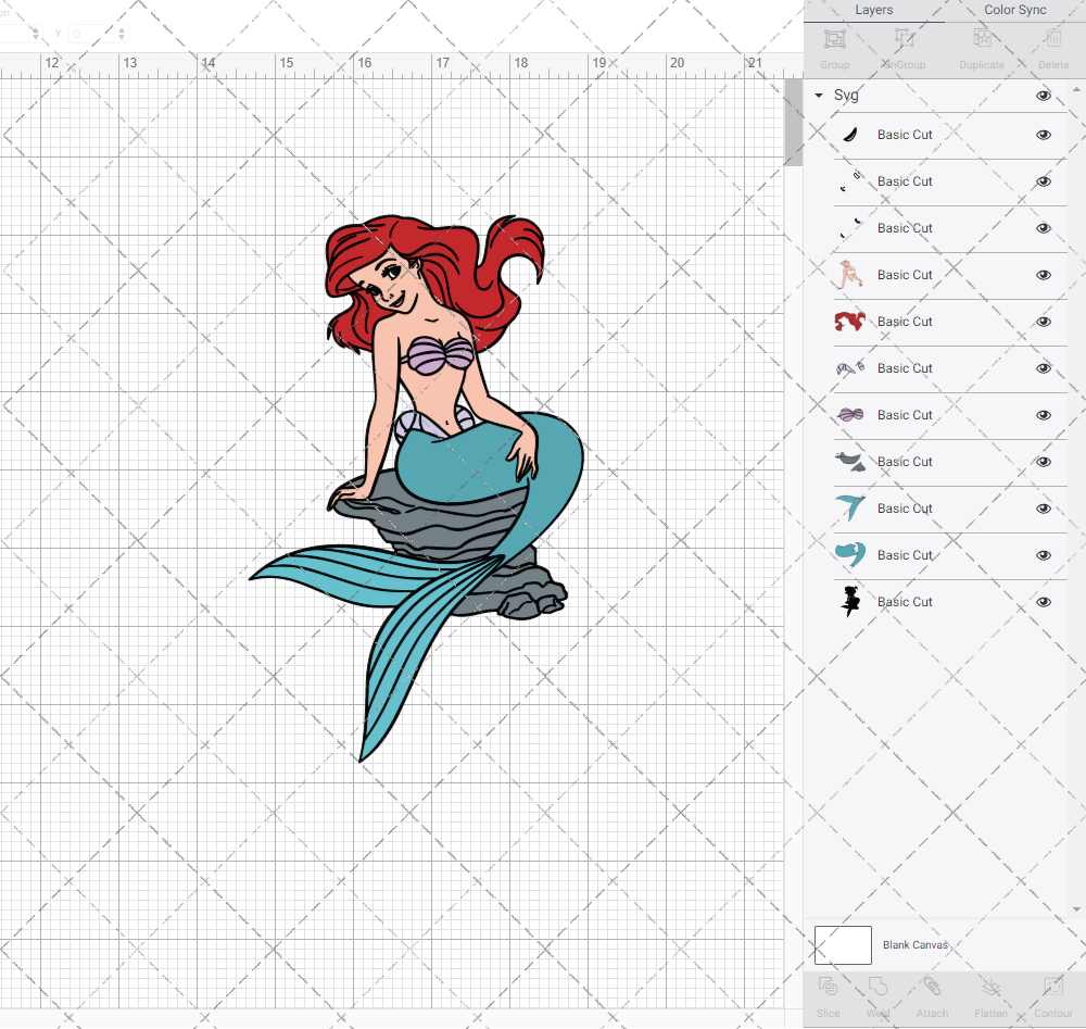 Ariel - The Little Mermaid 003, Svg, Dxf, Eps, Png - SvgShopArt