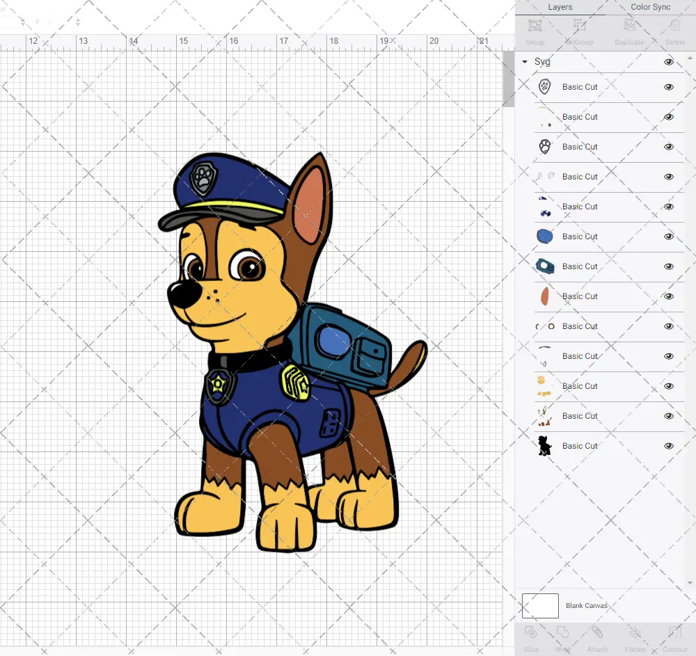 Chase - Paw Patrol 002, Svg, Dxf, Eps, Png - SvgShopArt