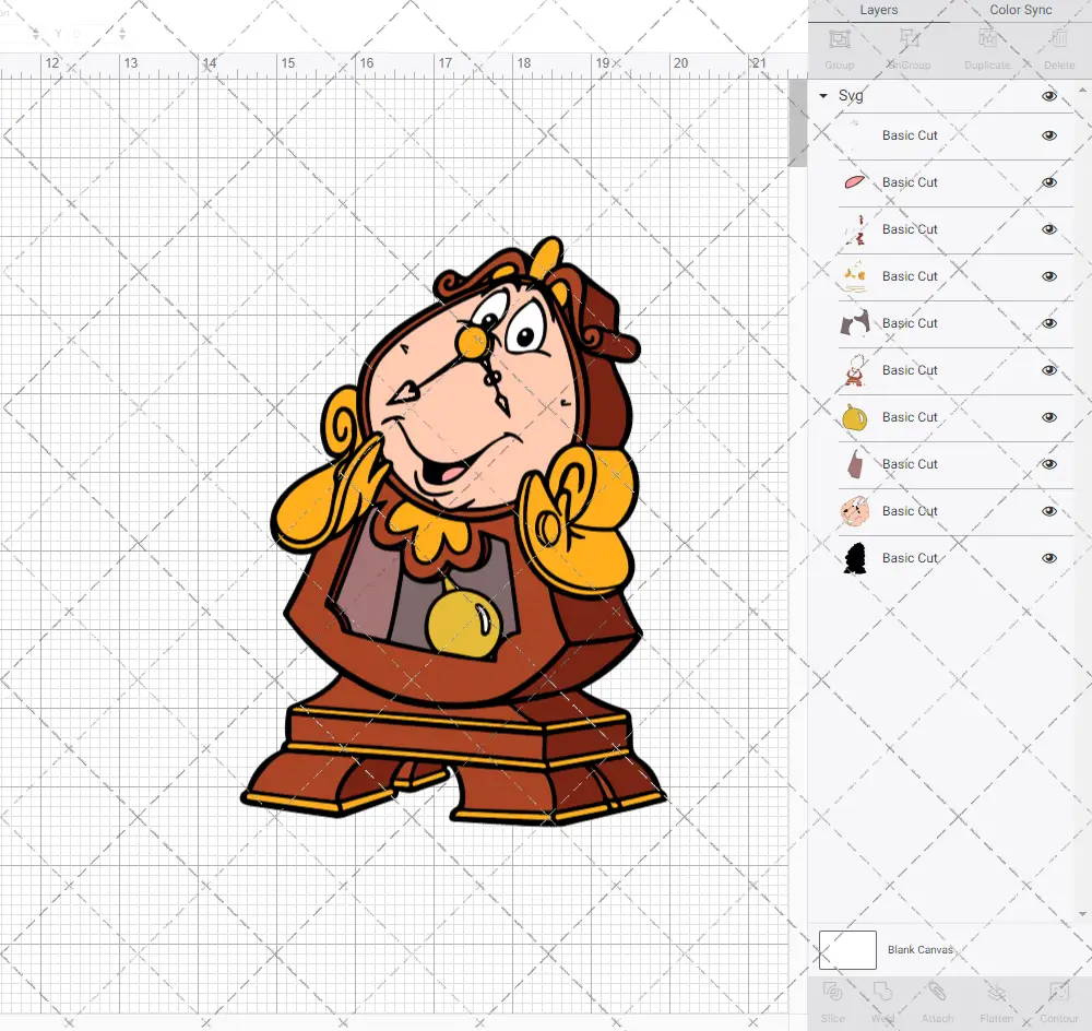 Cogsworth - Beauty and the Beast, Svg, Dxf, Eps, Png - SvgShopArt