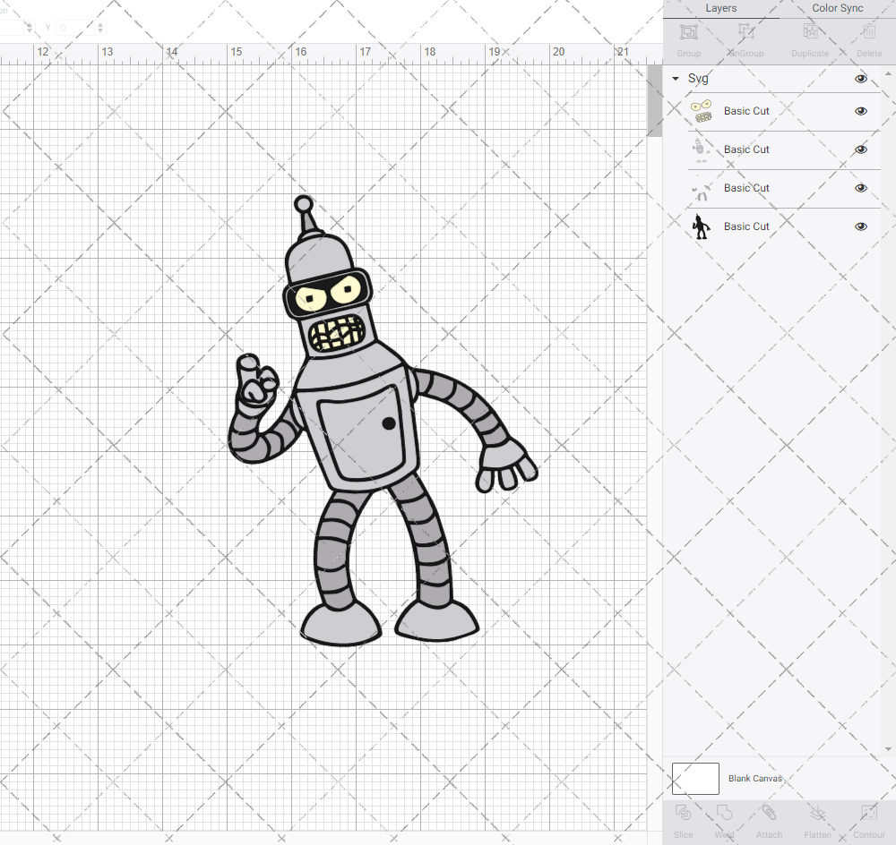 Bender - Futurama 002, Svg, Dxf, Eps, Png - SvgShopArt