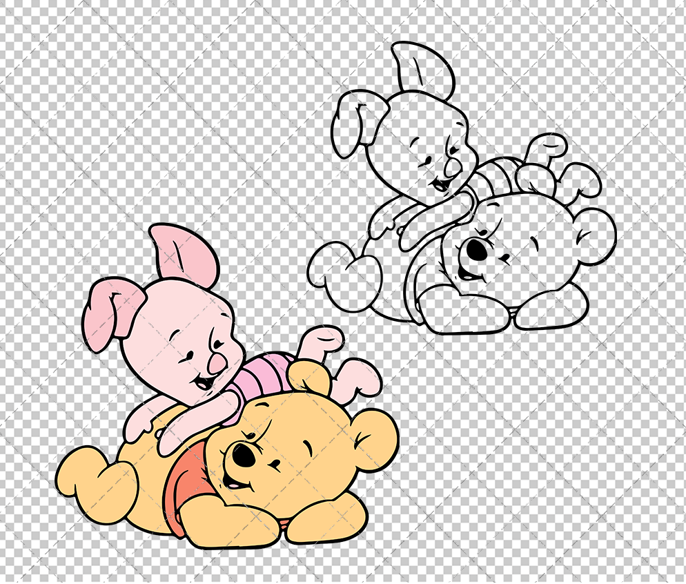 Baby Winnie and Piglet - Winnie The Pooh, Svg, Dxf, Eps, Png SvgShopArt