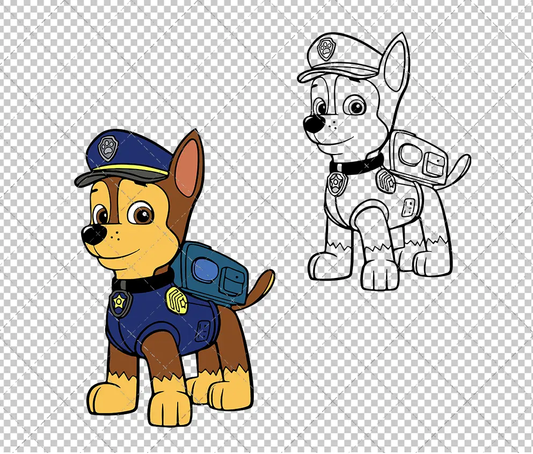 Chase - Paw Patrol 002, Svg, Dxf, Eps, Png SvgShopArt