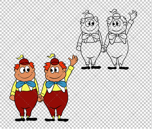 Tweedledee and Tweedledum - Alice in Wonderland, Svg, Dxf, Eps, Png - SvgShopArt