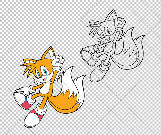 Tails - Sonic the Hedgehog 004, Svg, Dxf, Eps, Png - SvgShopArt