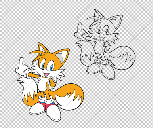 Tails - Sonic the Hedgehog 003, Svg, Dxf, Eps, Png - SvgShopArt