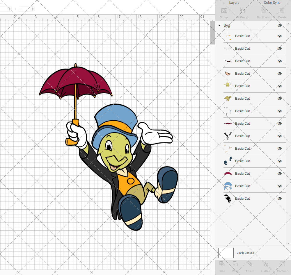 Jiminy Cricket - Pinocchio 002, Svg, Dxf, Eps, Png SvgShopArt