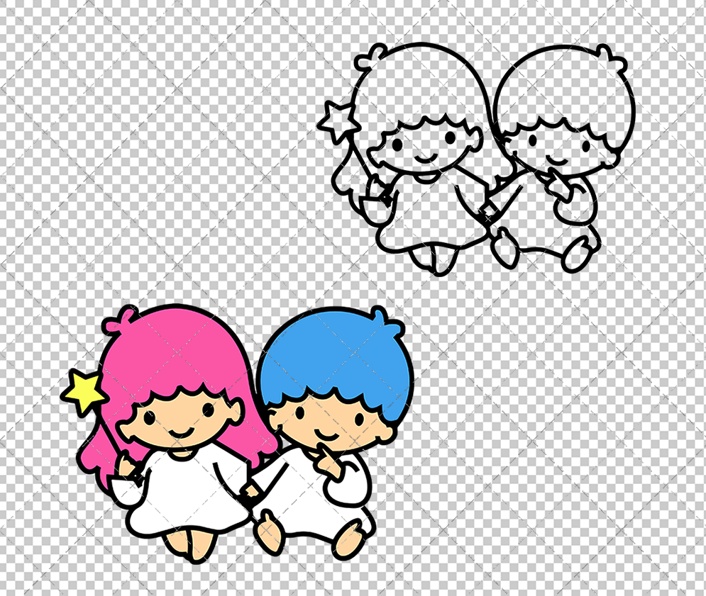 Little Twin Stars - Sanrio 002, Svg, Dxf, Eps, Png