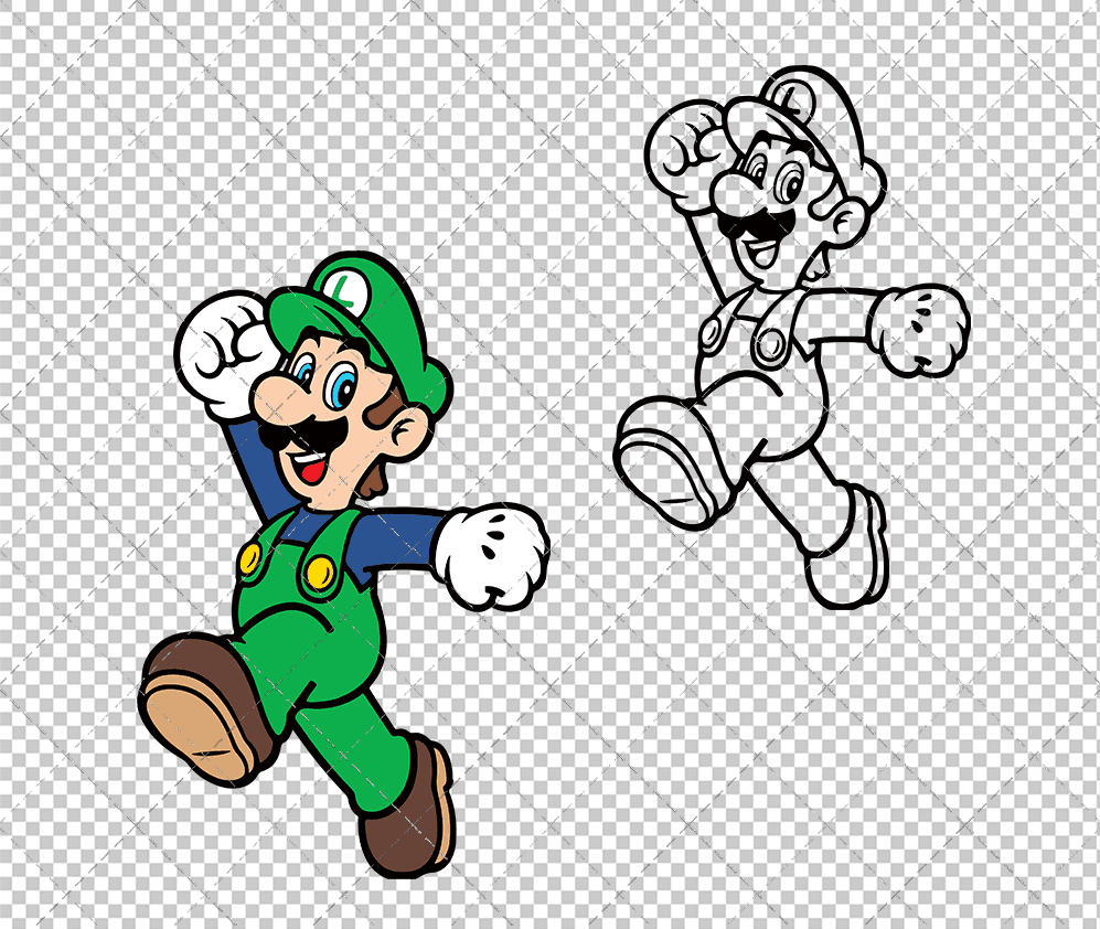 Luigi - Super Mario Bros 0002, Svg, Dxf, Eps, Png SvgShopArt