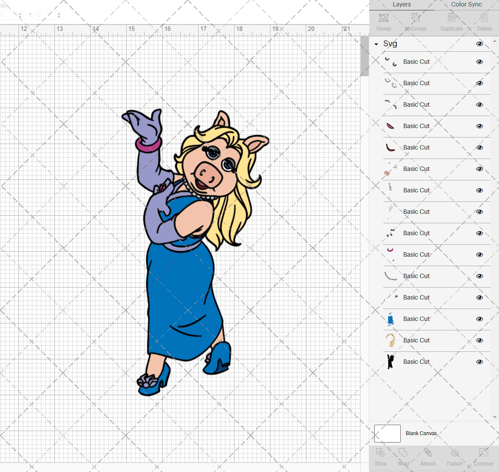 Miss Piggy - The Muppet 002, Svg, Dxf, Eps, Png SvgShopArt