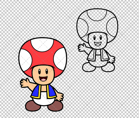 Toad - Super Mario Bros, Svg, Dxf, Eps, Png - SvgShopArt