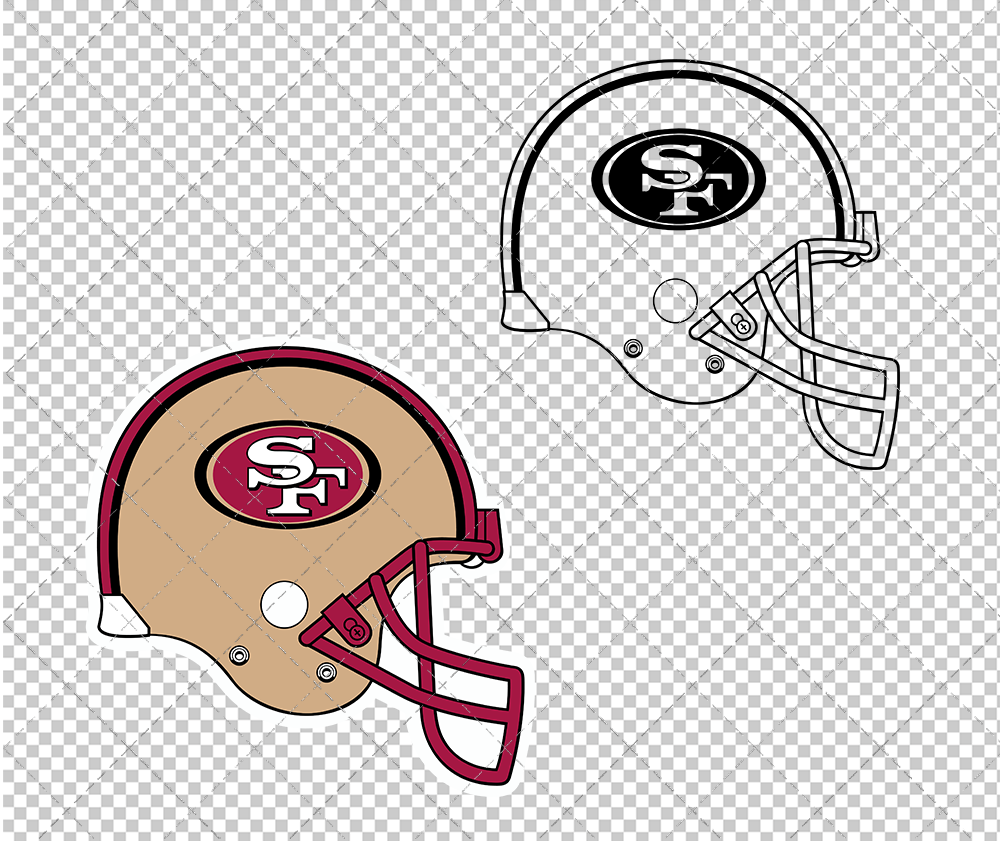 San Francisco 49ers Helmet 1996, Svg, Dxf, Eps, Png - SvgShopArt