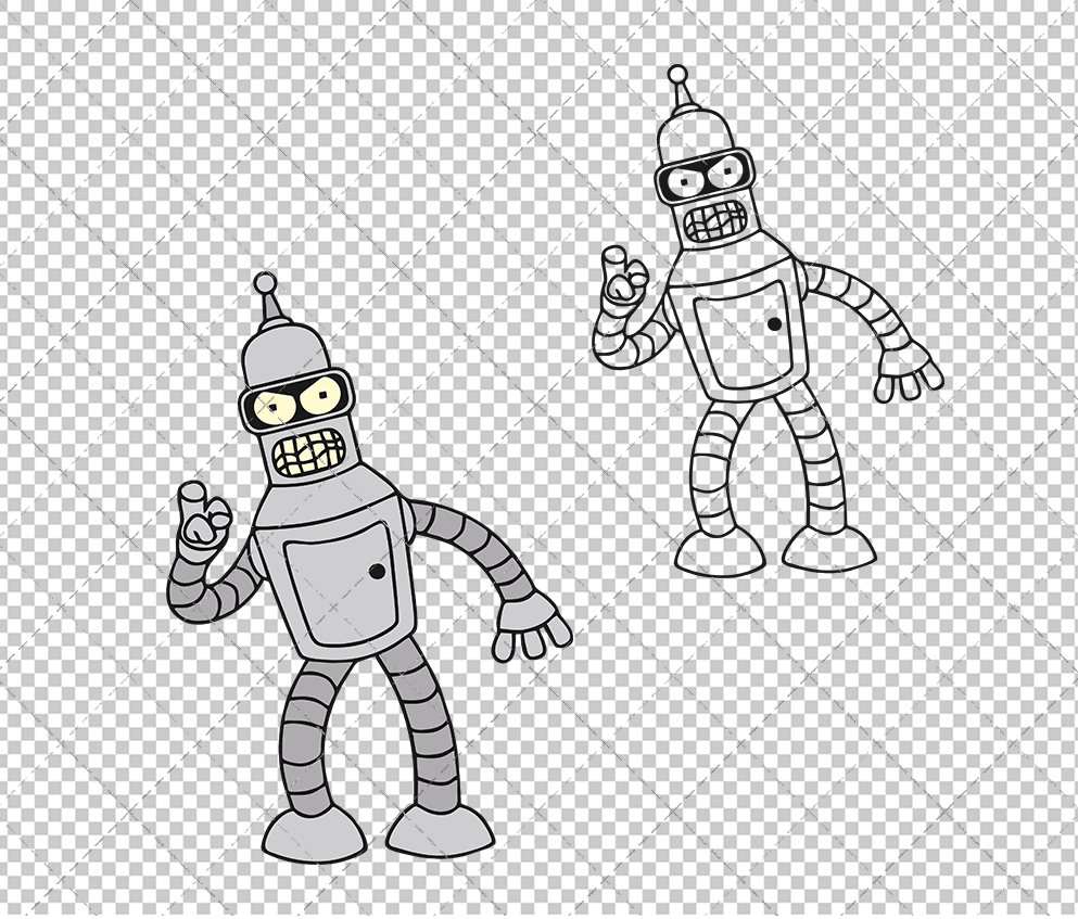 Bender - Futurama 002, Svg, Dxf, Eps, Png - SvgShopArt