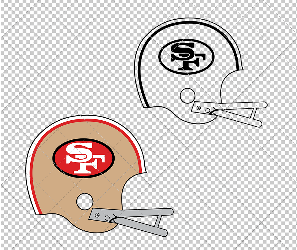 San Francisco 49ers Helmet 1968, Svg, Dxf, Eps, Png - SvgShopArt