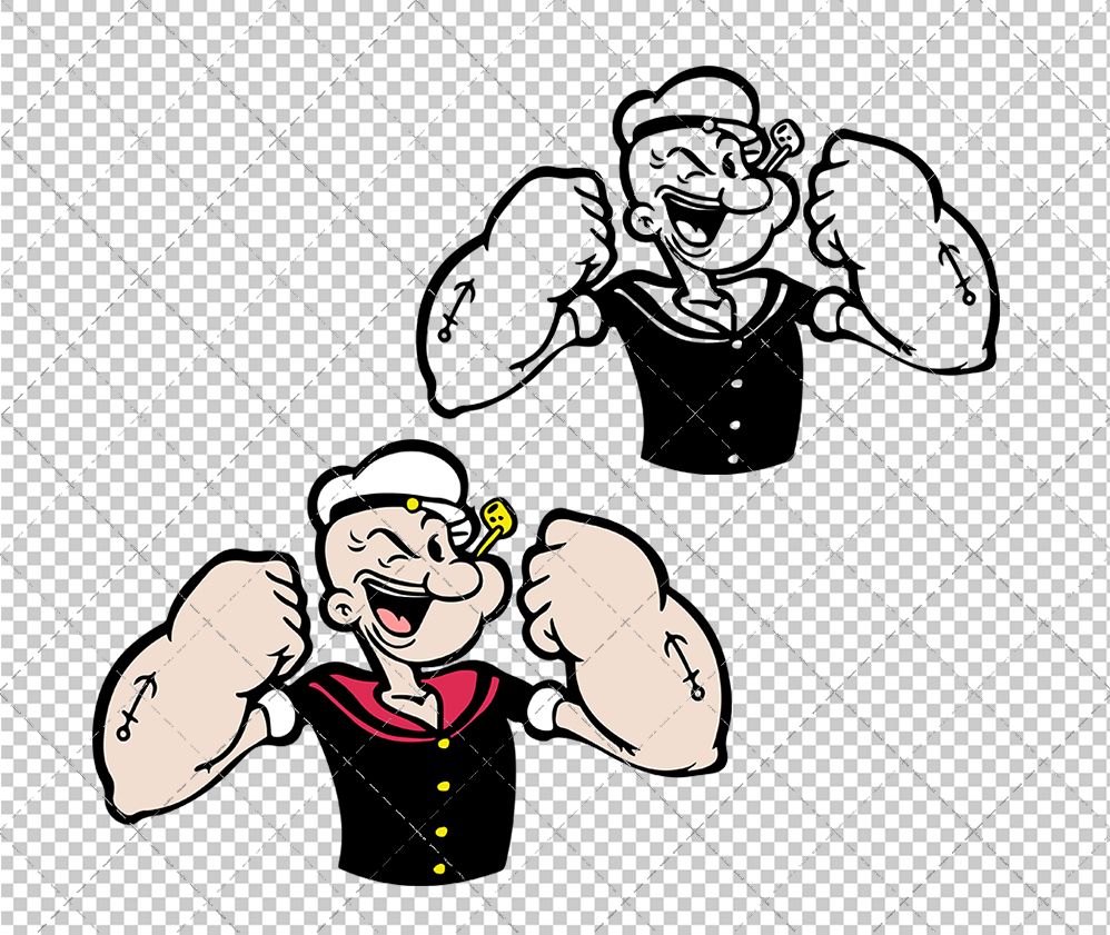 Popeye the Sailor Man 002, Svg, Dxf, Eps, Png - SvgShopArt