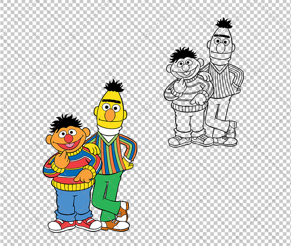 Bert and Ernie - Sesame Street, Svg, Dxf, Eps, Png - SvgShopArt