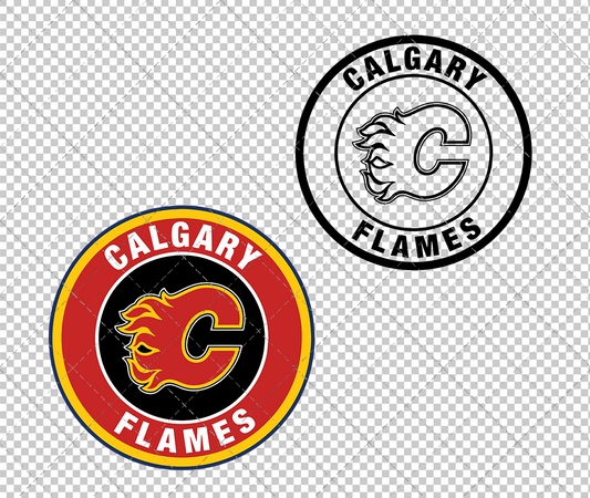 Calgary Flames Circle 1994, Svg, Dxf, Eps, Png - SvgShopArt