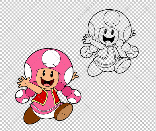 Toadette - Super Mario Bros, Svg, Dxf, Eps, Png - SvgShopArt