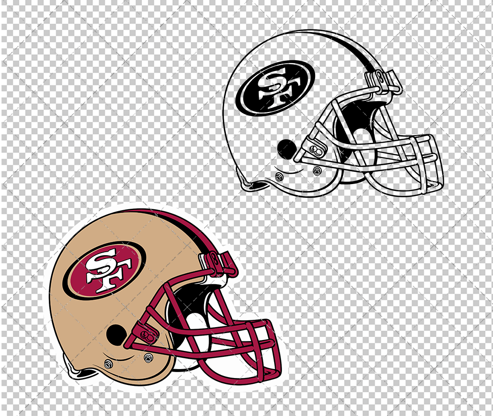 San Francisco 49ers Helmet 1996 002, Svg, Dxf, Eps, Png - SvgShopArt