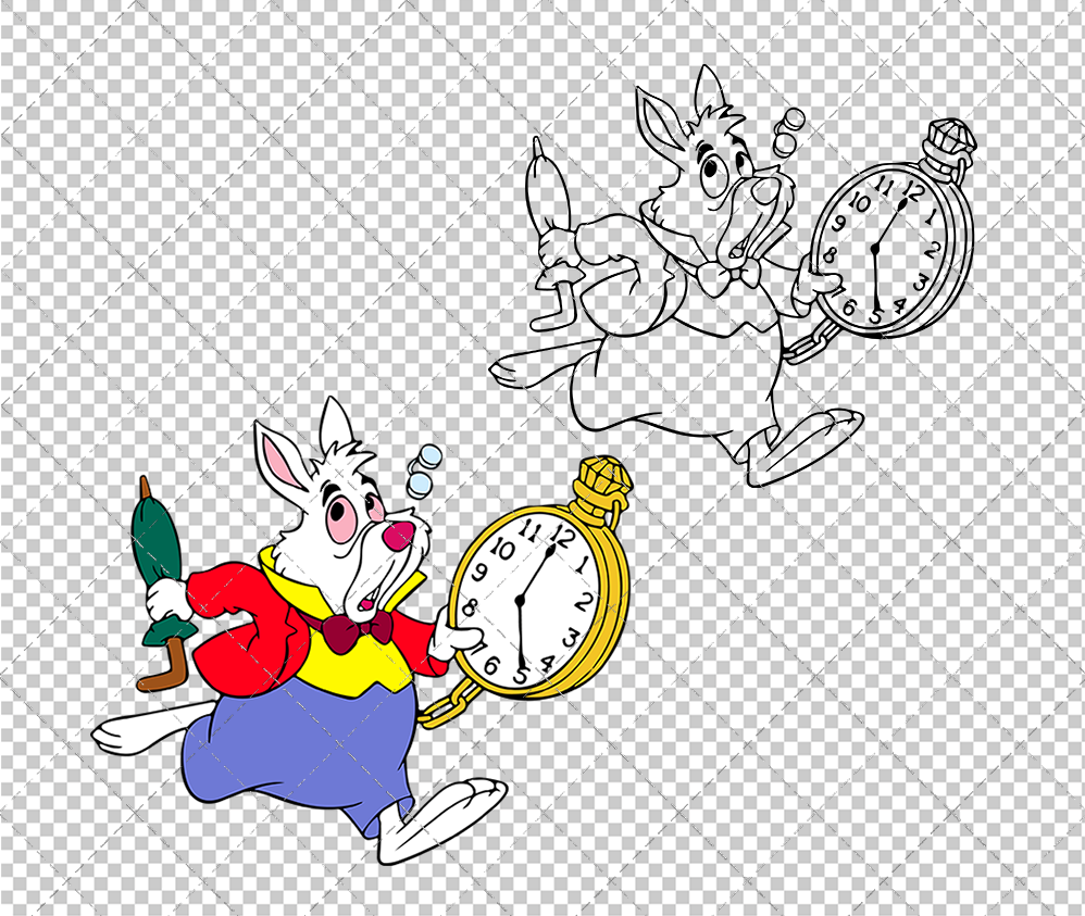 White Rabbit - Alice in Wonderland, Svg, Dxf, Eps, Png - SvgShopArt