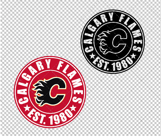 Calgary Flames Circle 2003 002, Svg, Dxf, Eps, Png - SvgShopArt