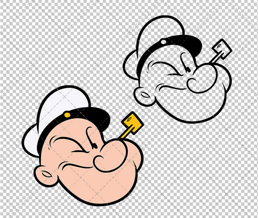 Popeye the Sailor Man 004, Svg, Dxf, Eps, Png - SvgShopArt